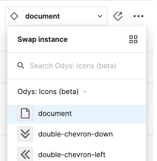 Screenshot of Figma's swap instance menu displaying a list of Salt icons